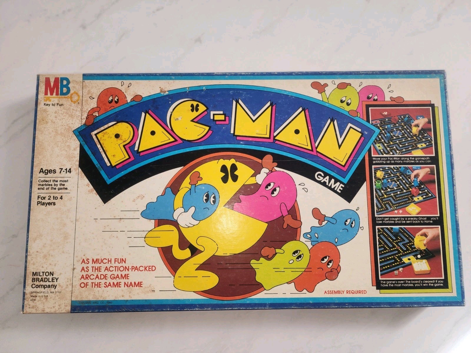 Vintage Pac-Man Board Game (1982) MB  (100% COMPLETE) Box Water Damage