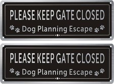 2 Pack Please Close The Gate Matal Sign - Dog 3.5 X 9.8 Inches, Brown