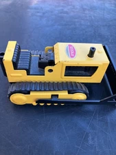 Vintage 4" Long Mini Tonka Pressed Steel Toy Bulldozer With Rubber Tracks