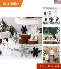 12 Pcs Wooden Snowflake Table Decor 3D Snowflake Tabletop Signs and Centerpie...