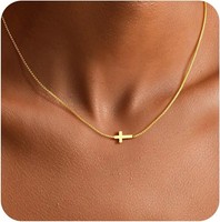 Kreuzkette Gold 14K Vergoldet Zarte Halskette Mit Kreuz AnhäNger Geschenk Damen