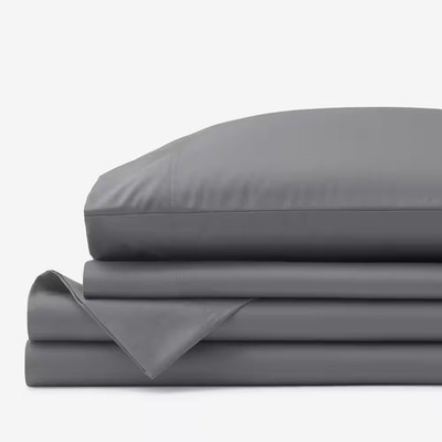 Company Cotton Stone Gray Wrinkle-Free Sateen Queen Sheet Set