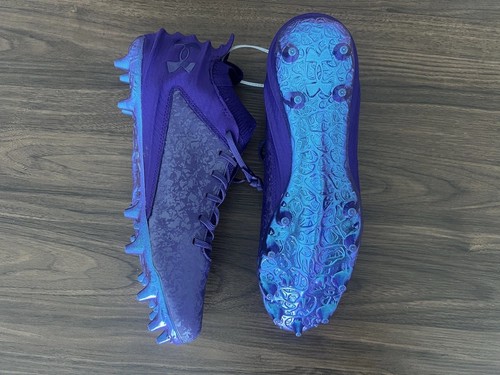 Under Armour Blur Smoke 2.0 MC Suede Mens Size 7 Football Cleats Purple NEW - Picture 6 of 10