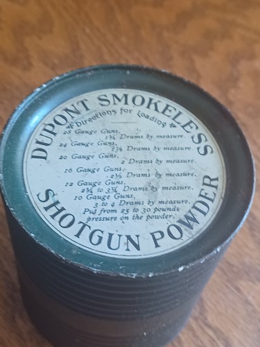 Ancienne E.I. vintage Fusil de chasse en étain poudre sans fumée DuPont de Nemours Powder Co. - Photo 3/13
