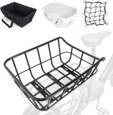 Bike Basket Rear, Large Bicycle Basket with Cargo Net, Liner and Waterproof Cove