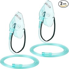 2PCS L Oxygen Mask with 6.6 Ft Tubing and Adjustable Elastic Strap, Adult Oxyge