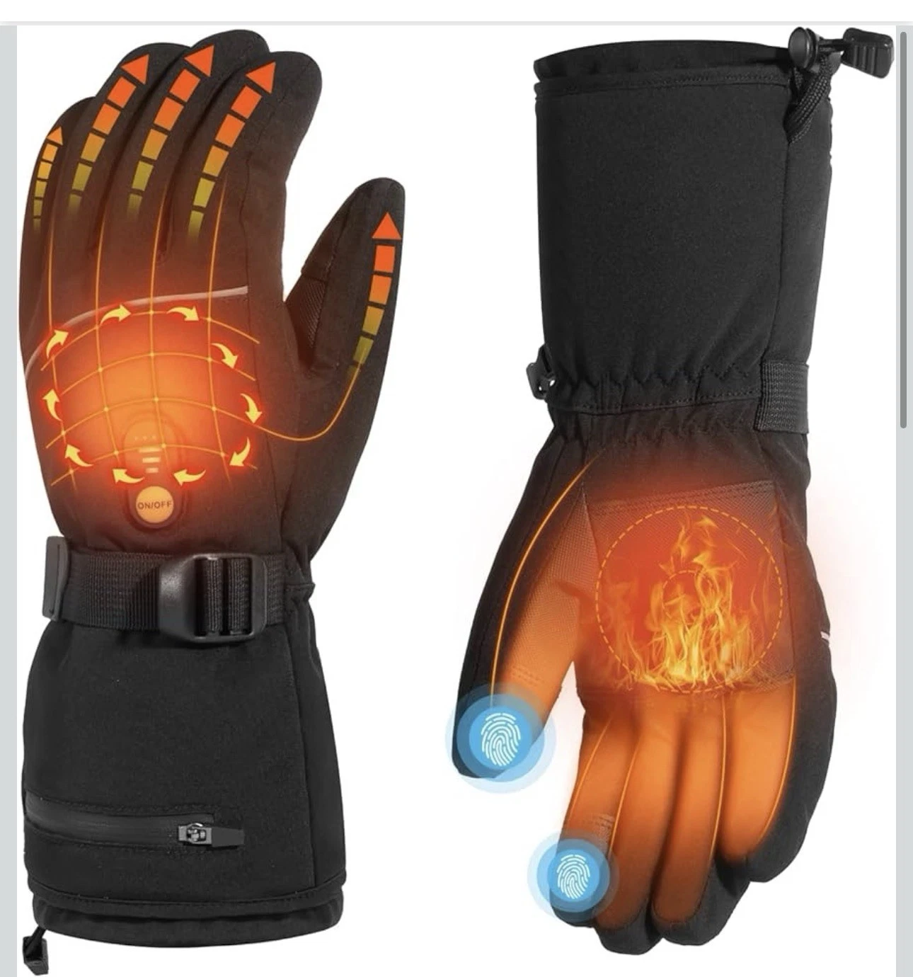 Minthouz Heated Gloves 7.4V Rechargeable Touchscreen Waterproof Size Large / XL
