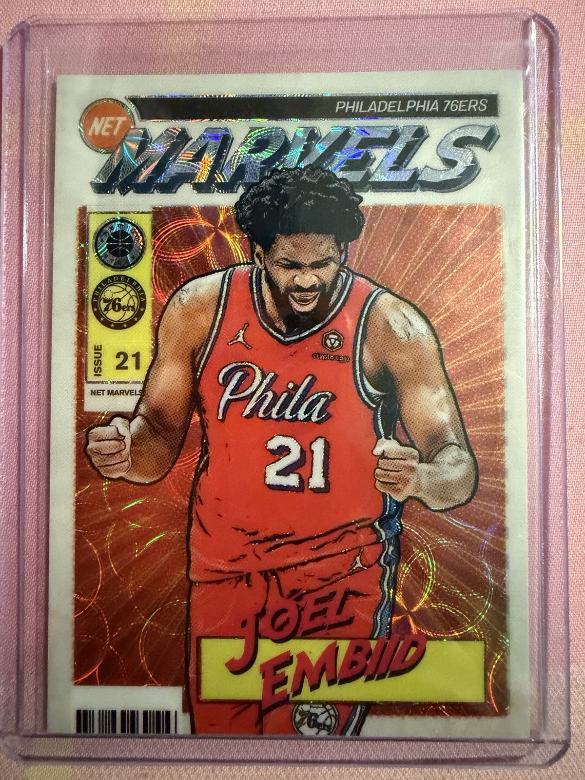 23-24 NBA Hoops Premium Stock Net Marvels Joel Embiid Prism #3