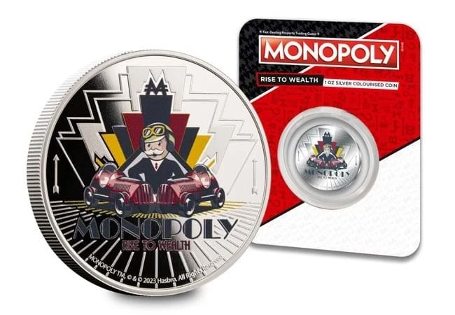MONOPOLY RISE TO WEAITH 1 oz .999 SILVER PROOF COIN SAMOA $5 DOLLAR COIN 2024. - Image 2 of 4