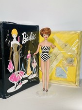 VINTAGE 1962 BUBBLE CUT BARBIE RED HAIR MINT! With Double Case & Shower Outfit!