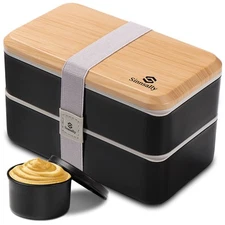 Box Adult Lunch Box with Compartments for Women Men47ozStackable Japanese Bento