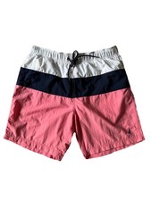 Nautica Men s Swim Shorts Medium Trunks Board Blue White Peach Beach Outdoor EUC