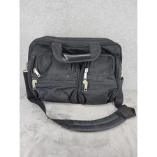 Black Nylon Multi Compartment Messenger Bag Briefcase Laptop Shoulder Strap