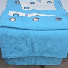 Marks & Spencer Teal Eyelet Curtains 47 x 90 in Cotton/Poly Light Filtering