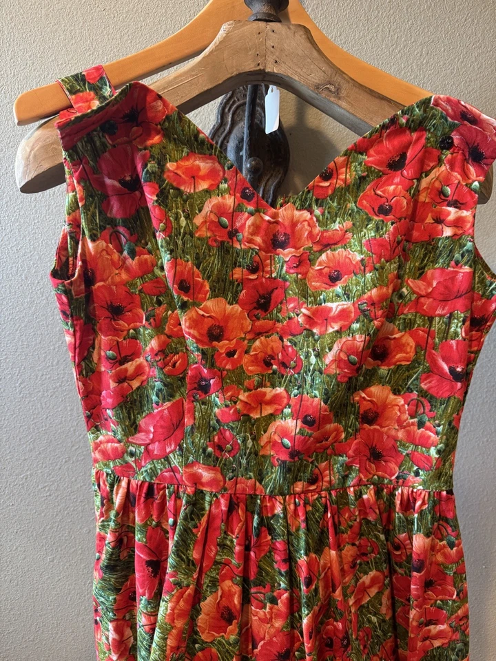 Vestido cisne Bernie Dexter FEITO NOS EUA tamanho M floral papoula - Imagem 4 de 4