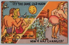 Comic Man Wife Time lapse Postcard 