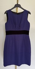 Tahari Arthur S Levine Black Blue Purple Polka Dot Sheath Dress Size 10