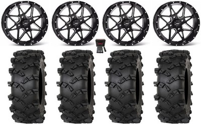 ITP Tornado 14'' Wheels Black 28'' Outlaw M/T Tires Yamaha Viking Wolverine