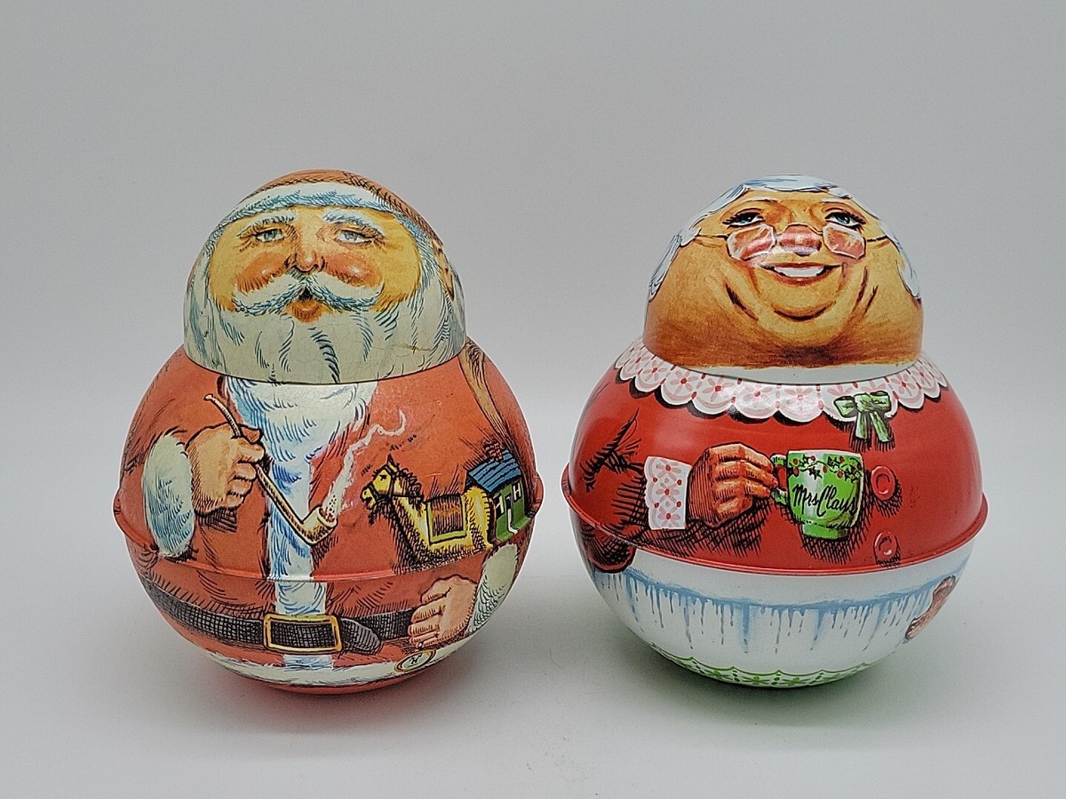 christmas tobacco tin Vintage MCM Christmas Santa & Mrs Claus Roly Poly Bristol Ware Tobacco Tin christmas tobacco tin Vintage MCM Christmas Santa & Mrs Claus Roly Poly Bristol Ware Tobacco Tin