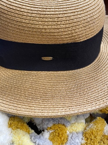 Sombrero de sol estilo vintage Scala con lazo de cinta negra hecho a mano pajita de papel para mujer uno - Imagen 16 de 20
