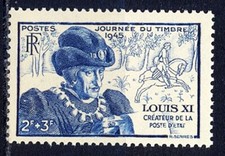 TIMBRE  FRANCE NEUF SANS CHARNIERE  N°743 ** LOUIS XI  JOURNEE DU TIMBRE 1945