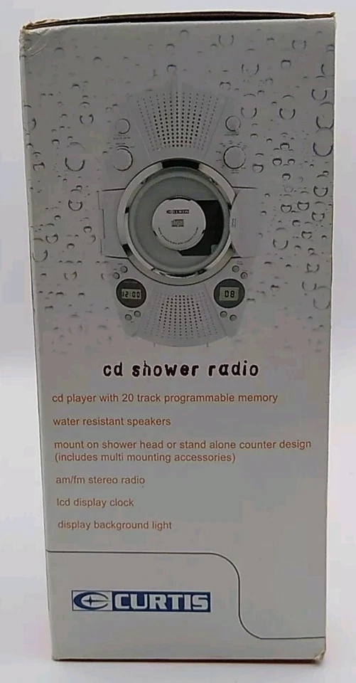 CURTIS CD Shower Radio NOS 20 Track Programmable Memory LCD Display Clock NEW!!! - Image 3 of 4