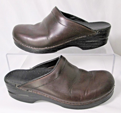 Dansko sz 38 (7.5-8) Brown w/ Black Trim Leather Backless Clogs - Picture 3 of 12