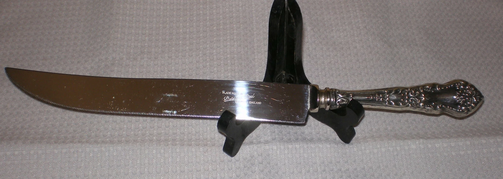 Antique Sterling Silver SHEFFIELD Serrated Cake Bread Knife 9" Blade Hallmarked
