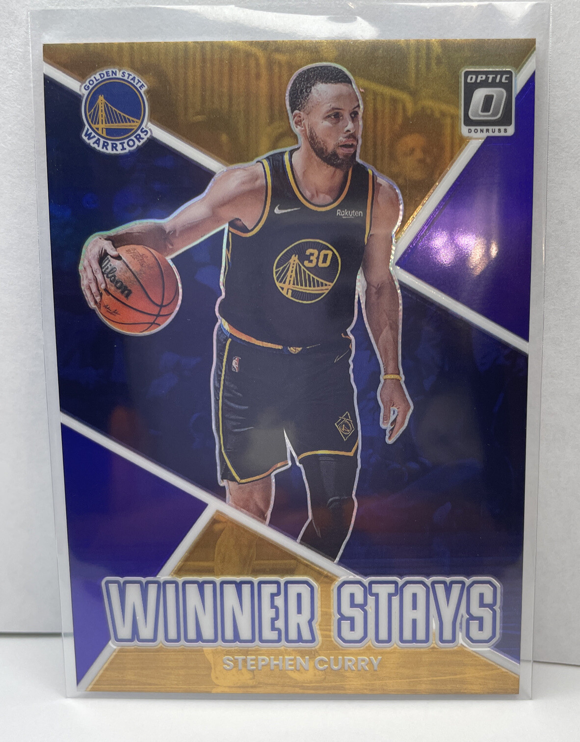 2022-23 DONRUSS OPTIC #18 STEPHEN CURRY WINNER STAYS PURPLE PRIZM Insert