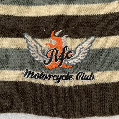 Rainforest Cafe Motorcycle Club Orange Brown Striped Knit 2010 Scarf 53” Youth - Picture 2 of 5