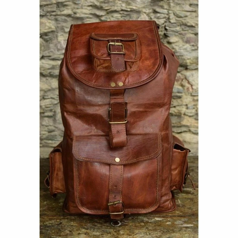 Vintage Leather Backpack Brown Messenger Laptop Travel Shoulder Rucksack Bag