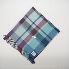 FOLDA ICEWOOL Wolldecke Kariert Plaid Fransen Schurwolle Island Vintage 117cm x