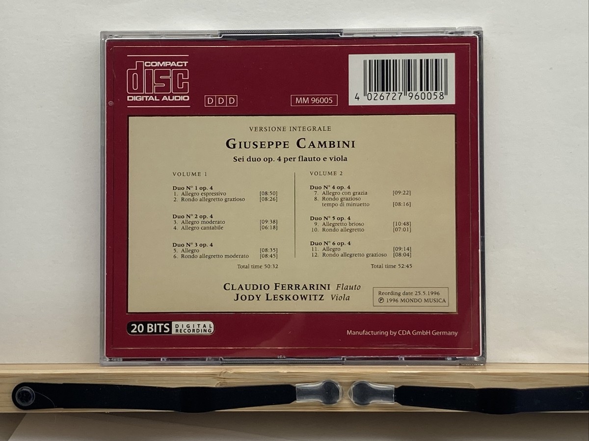 2 CDs Giuseppe Cambini SEI DUO OP 4 PER FLAUTO E VIOLA