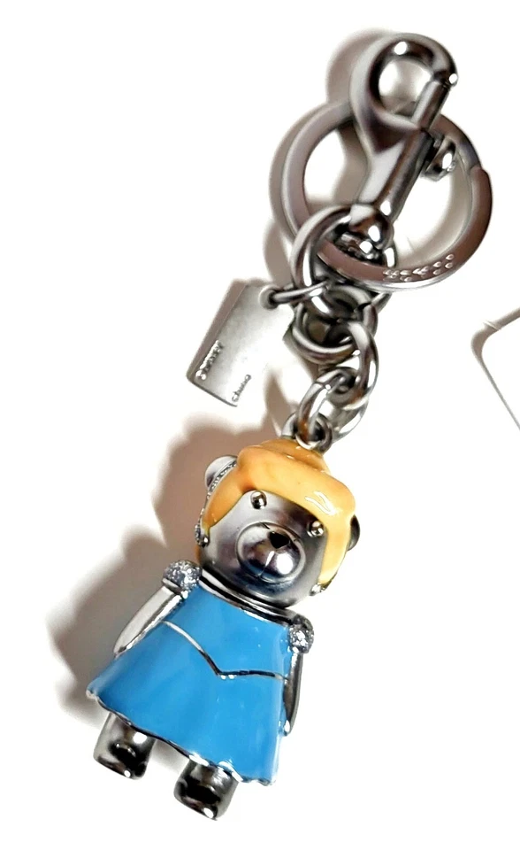 Bolso Coach Disney Oso Cenicienta Dije Llavero Plateado Azul Multicolor Nuevo con Etiquetas Foto 4 de 4