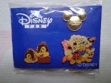 New! Japan Limited Disney Fan Pins set of 3 Mickey Donald Chip&Dale Mickey shape