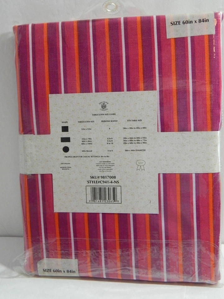 Mantel de tela Sultan's Linens 60 x 84 oblongo multicolor a rayas Foto 3 de 4