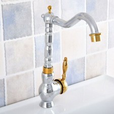 Silver  Gold Chrome Brass Swivel Kitchen Basin Taps Bathroom Sink Faucet 2sf810