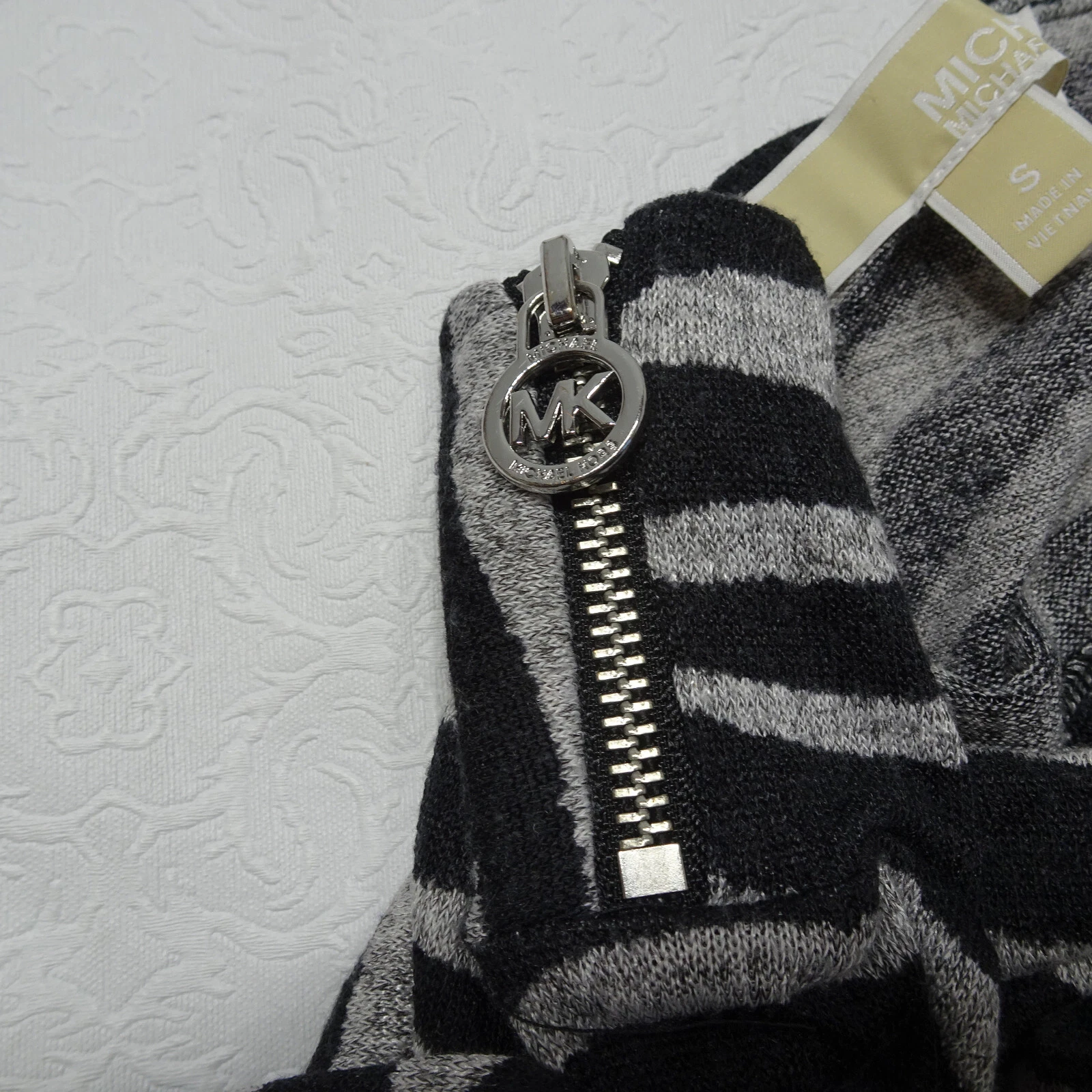 Abito maglione Michael Kors taglia M stampa zebrata scollo cappuccio maniche a 3 4