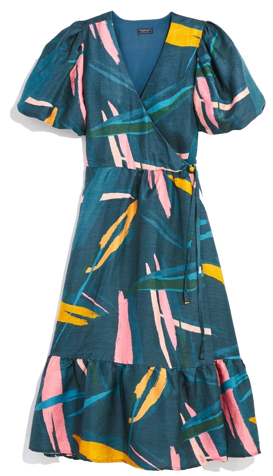 Linen Short Sleeve Wrap Dresses