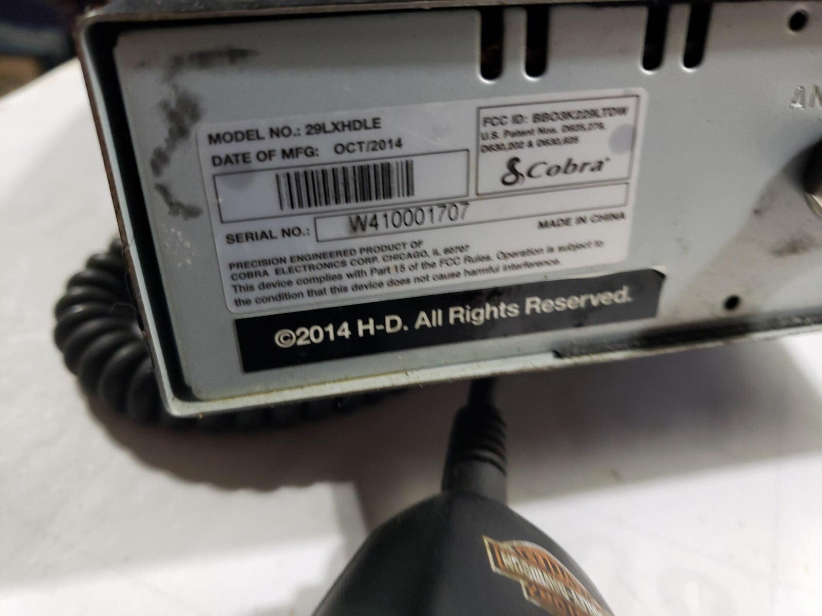 COBRA 29LXHDLE,40 ch. CB radio HarleyDavidson Model W Mic And Mount Untested eBay