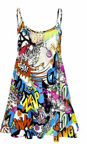 Mujeres Damas Estampado Tirantes Columpio Sin Mangas Mini Chaleco de Verano Cami Vestido Prenda para el torso - Imagen 2 de 20