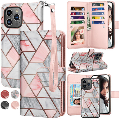 For iPhone 16 Pro Max 15 Plus 14 13 Pro Case Wallet with Card Holder Phone Cover