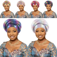 African Women Hijab Cap Aso Oke African Headtie Auto Gele Wedding Turban Hat
