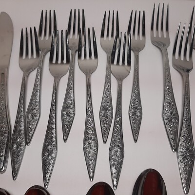 Noritake Japan NS19 Daisy Scroll Floral Stainless Flatware
