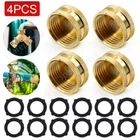 Garden Hose Female End Cap 3/4" 4x Brass Caps Helps Fix Leaky Spigot +12 Washers