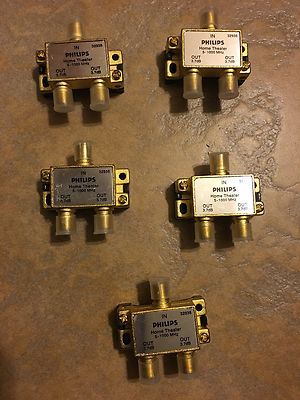 LOT OF 5 High Quality Philips 2-WAY COAX CABLE SPLITTERS 5-1000MHZ ...
