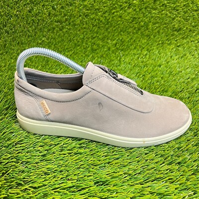 Ecco Soft 7 II Womens Size 6 Gray Casual Walking Leather Zip Up Shoes Sneakers