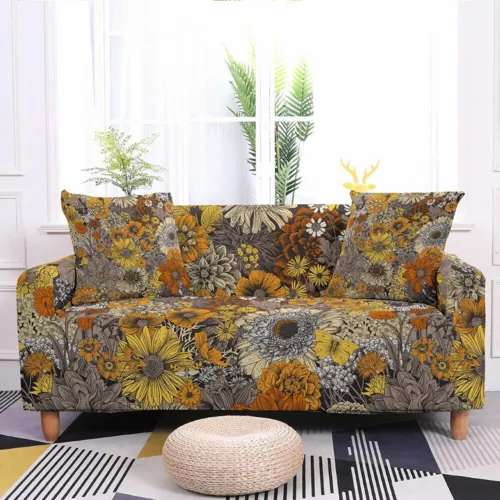 Sunflower Print Elastic Sofa Cover Stretch Slipcovers For Living Room 1-4 Seater - Picture 19 of 29