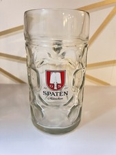 Spaten Munchen 1 Liter  Dimpled Germany Oktoberfest Beer Mug Glass Stein