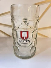 Spaten Munchen 1 Liter  Dimpled Germany Oktoberfest Beer Mug Glass Stein